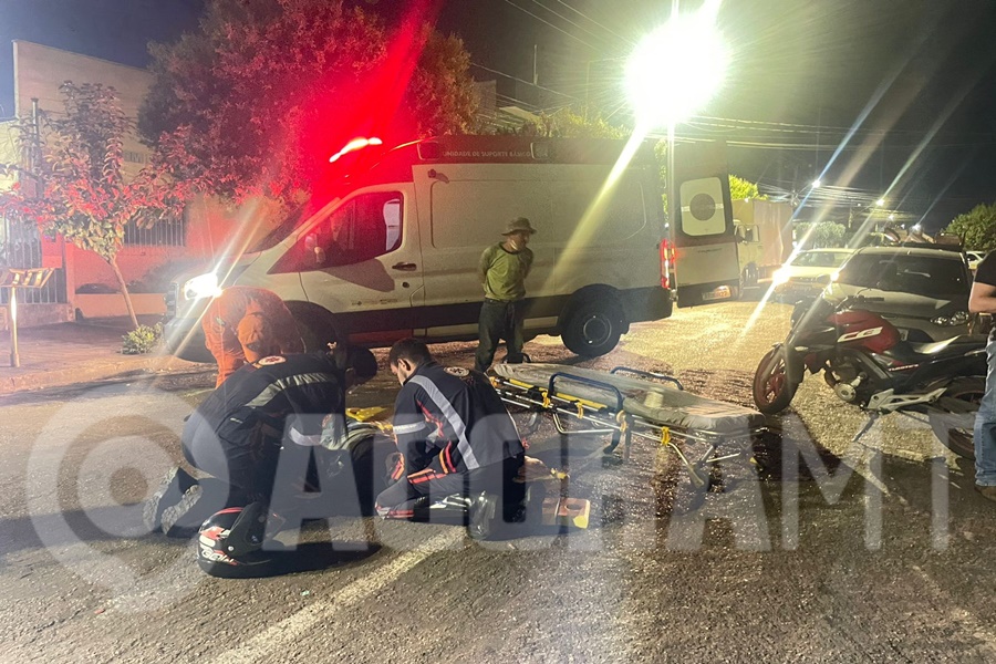 Imagem: Acidente regiao central Motociclista delivery fica ferido em queda na região central de Rondonópolis