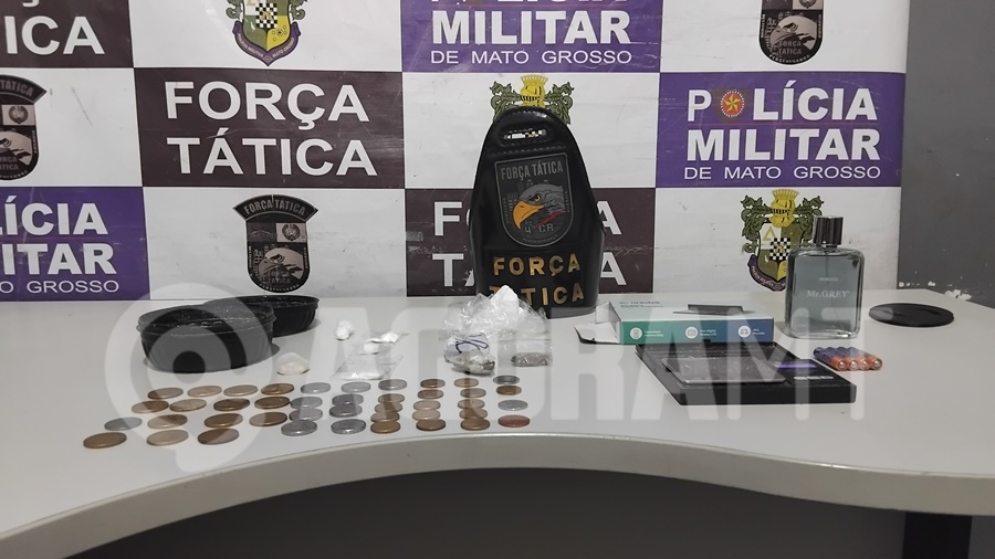 Imagem: Apreensoes feitas pela Forca Tatica Força Tática age rápido e detém suspeito por tráfico de drogas na Vila Canaã
