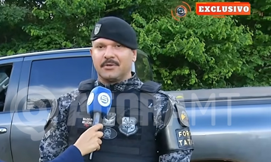 Imagem: Comandante da Forca Tatica Major Melechco Força Tática recupera Hilux roubada utilizada por suspeitos em abatedouro ilegal