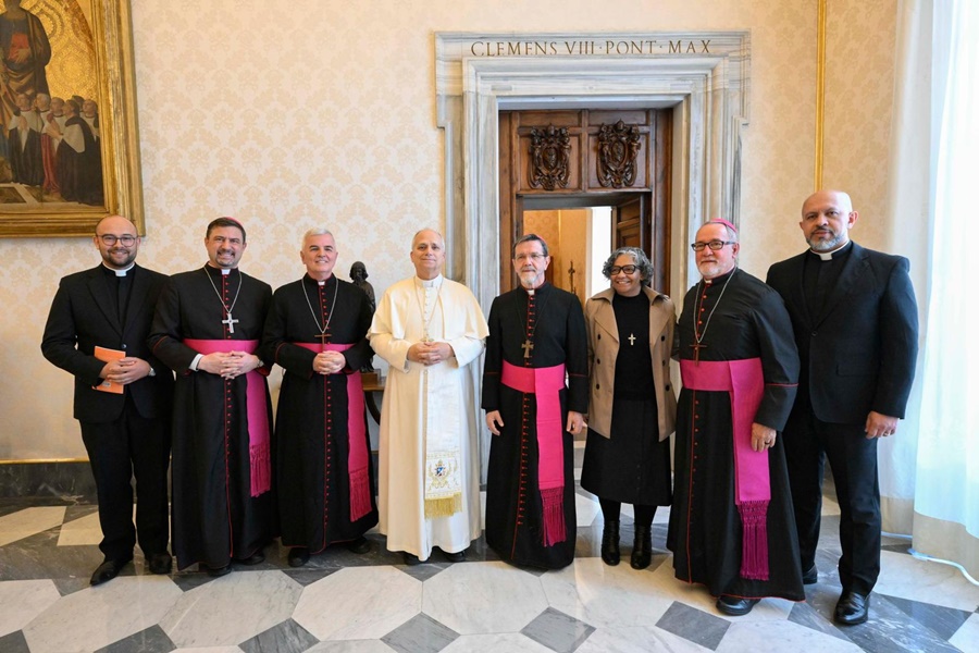 Imagem: Comissao CNBB Bispo da Diocese de Rondonópolis-Guiratinga é recebido pelo Papa Leão XIV no Vaticano
