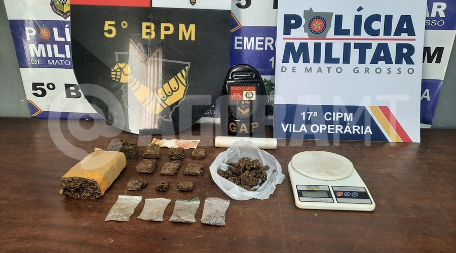 Imagem: advwr PM prende homem em flagrante por tráfico de drogas durante patrulhamento no Jardim Tropical