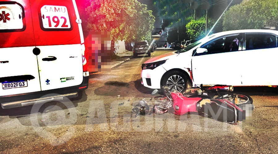 Imagem: Acidente no Jardim Brasilia Motociclista fica ferido em acidente entre dois veículos no cruzamento do Jardim Brasília