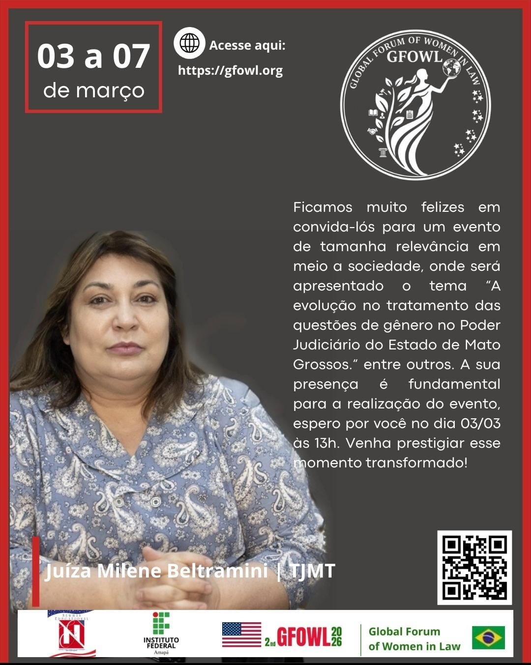 Imagem: Juiza Milene Beltramini Juíza de Rondonópolis Milene Beltramini participa de fórum internacional nos EUA