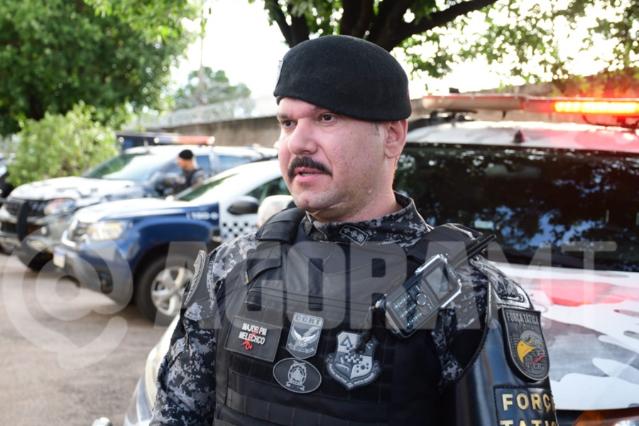 Imagem: Major Melechco comandante da Forca Tatica Tolerância Zero | Força Tática desarticula ponto de tráfico e prende dois indivíduos em Rondonópolis