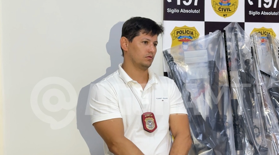Imagem: Santiago Sanches delegado Regional Polícia Civil desmonta arsenal ilegal e apreende 20 armas durante Operação Telum em Rondonópolis