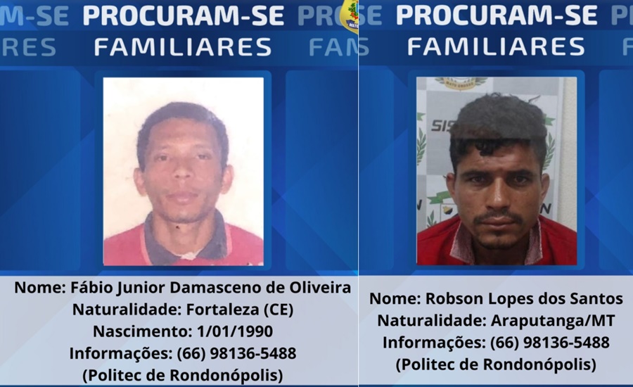 Imagem: ajdx 1 Politec procura por familiares de duas vítimas identificadas em Rondonópolis