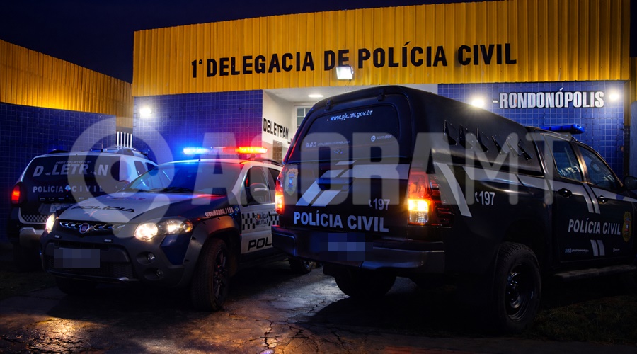 Imagem: delegacia de policia Homem de 27 anos é preso após ameaçar familiares e agredir policial em Rondonópolis