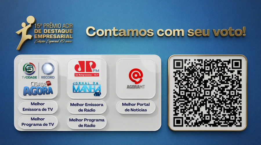 Imagem: BANNER ACIR PREMIO Grupo Agora de Comunicação disputa Prêmio ACIR em várias categorias; Portal AGORAMT está na lista