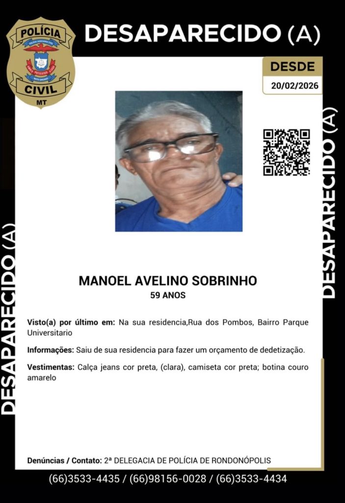 Imagem: IDENTIFICACAO CORPO Politec identifica corpo encontrado em estrada rural; vítima tinha 59 anos e desapareceu no Parque Universitário