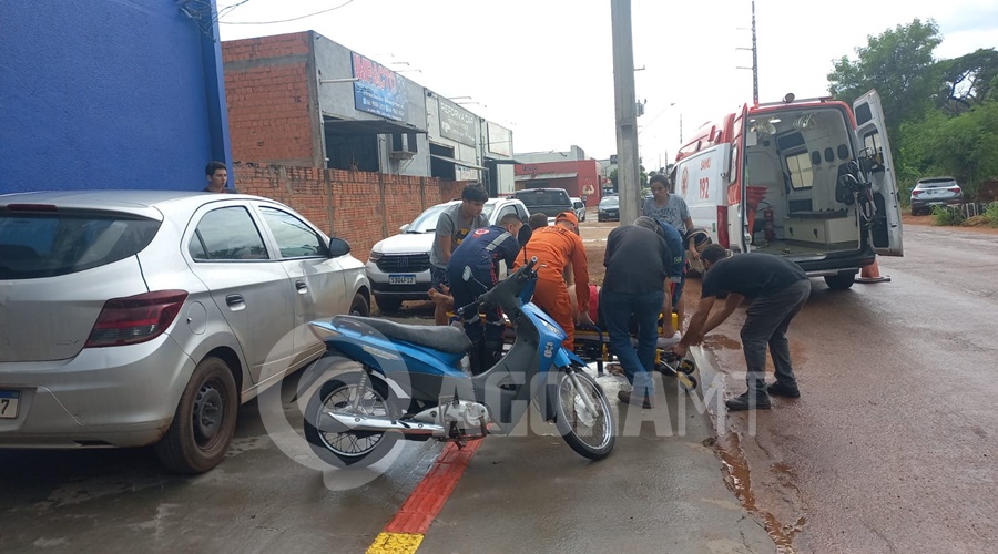 Imagem: WhatsApp Image 2026 03 06 at 15.37.35 Motociclista fica ferido após colisão com carro ao tentar ultrapassagem na Avenida Goiânia nesta sexta-feira