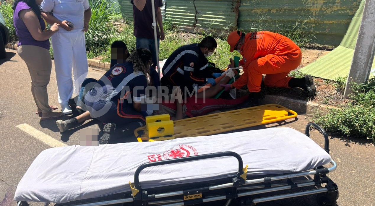 Imagem: WhatsApp Image 2026 03 18 at 13.54.15 Colisão entre carro e motocicleta deixa pai e filha feridos no bairro Granville II