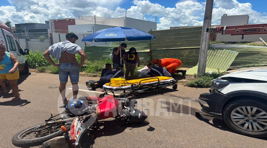 Imagem: WhatsApp Image 2026 03 18 at 13.54.19 Colisão entre carro e motocicleta deixa pai e filha feridos no bairro Granville II