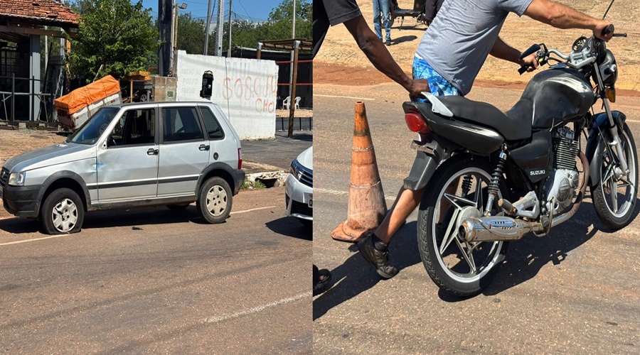 Imagem: WhatsApp Image 2026 03 28 at 10.00 horz Colisão entre carro e moto deixa condutor ferido no bairro Vila Aurora em Rondonópolis
