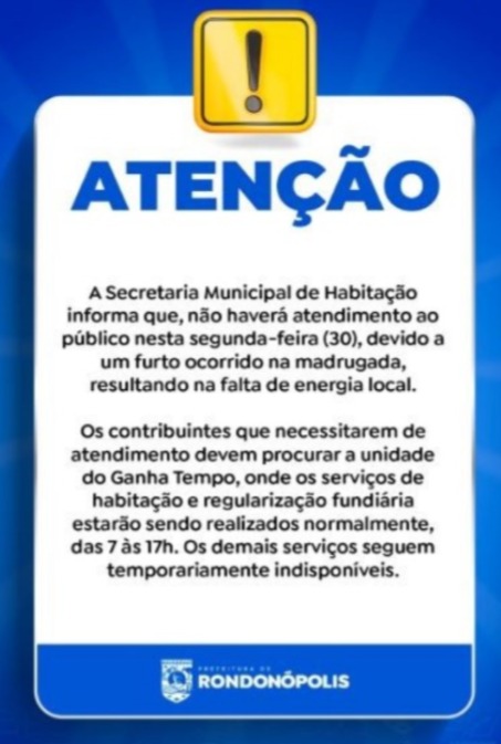 Imagem: WhatsApp Image 2026 03 30 at 16.34.24 Secretaria Municipal de Habitação fica temporáriamente sem atendimento devido a furto de cabos elétricos