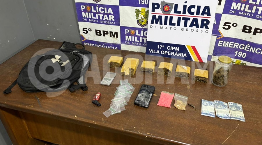 Imagem: mv d Tornozelado é preso com drogas no Jardim Monte Líbano após furar sinal em frente a viatura e levantar suspeita