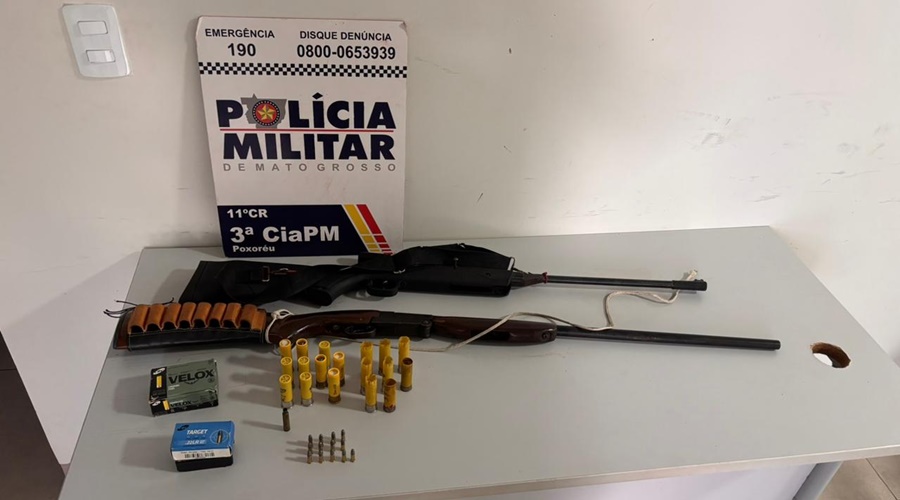 Imagem: AJDBV Homem é detido por posse irregular de arma de fogo em propriedade rural de Poxoréu