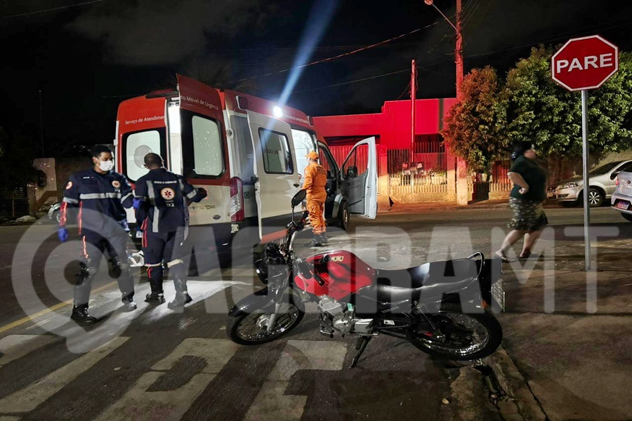 Imagem: Acidente Jardim Nilmara Motocicletas colidem em cruzamento e deixam mulher e criança feridas no Jardim Nilmara