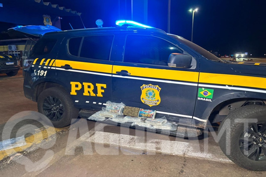 Imagem: Drogas apreendidas pela PRF Polícia Rodoviária Federal prende mulher com 10 quilos de skunk em ônibus na BR-364 em Rondonópolis