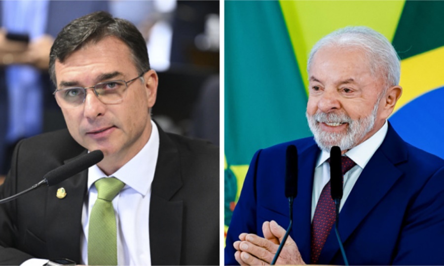 Imagem: Flavio Bolsonaro e Lula Flávio Bolsonaro aposta no agro, Lula defende soberania nacional