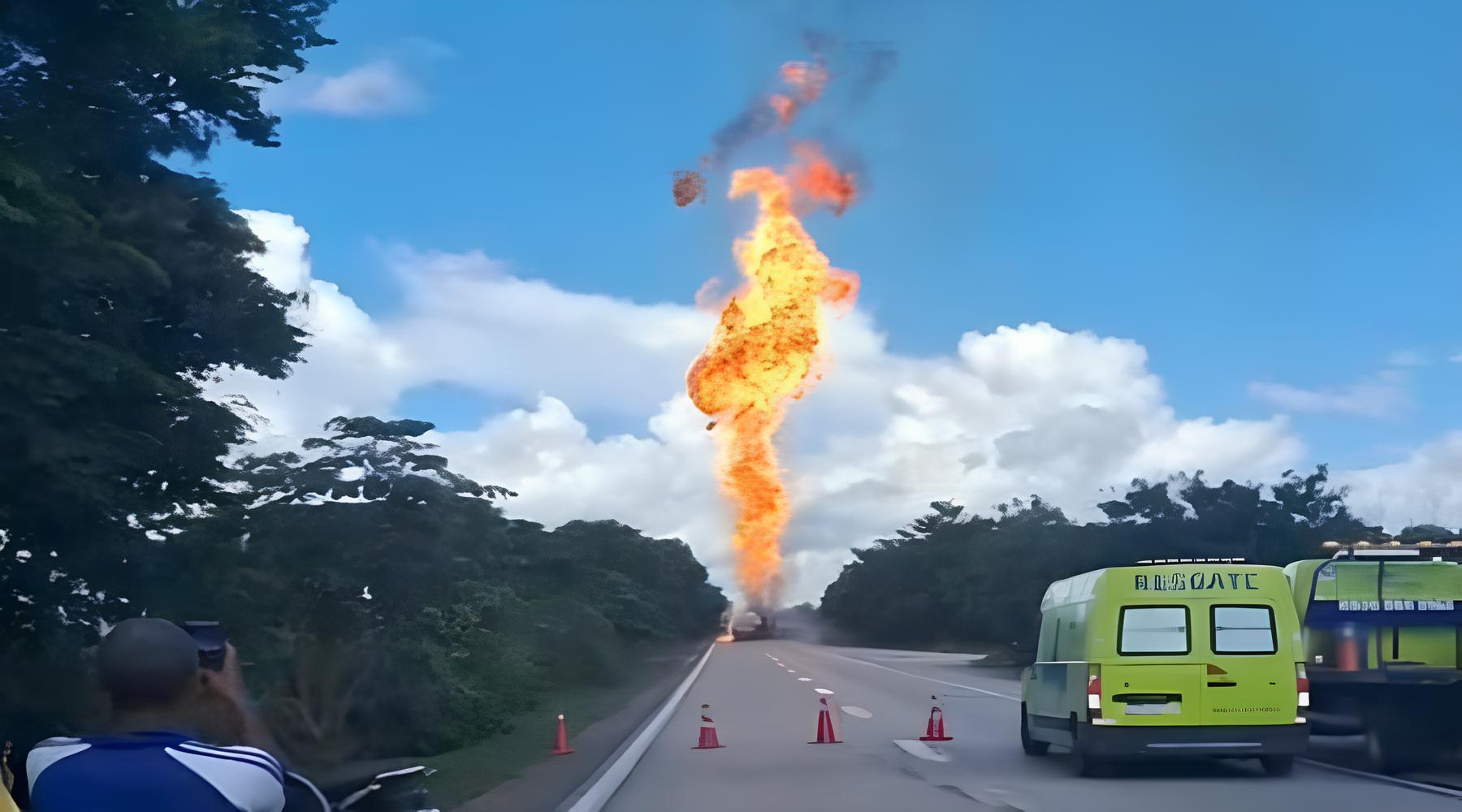 Imagem: WhatsApp Image 2026 04 07 at 16.09.33 1 Colisão entre carretas provoca incêndio e interdita BR-364 na Serra de São Vicente