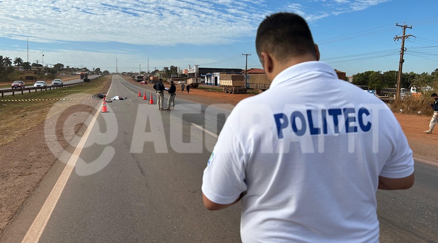 Imagem: JDAND Mulher morre e criança é internada em estado grave após acidente entre moto e carreta na BR-364 em Rondonópolis
