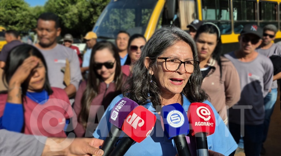 Imagem: MARLENE REGINA 1 Trabalhadores terceirizados da educação fazem greve e cobram salários atrasados em Rondonópolis Imagem: MARLENE REGINA 1 Trabalhadores terceirizados da educação fazem greve e cobram salários atrasados em Rondonópolis