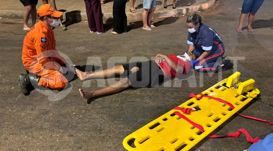 Imagem: jsdvn Motociclista fica ferido após colisão com carro no Jardim Participação em Rondonópolis