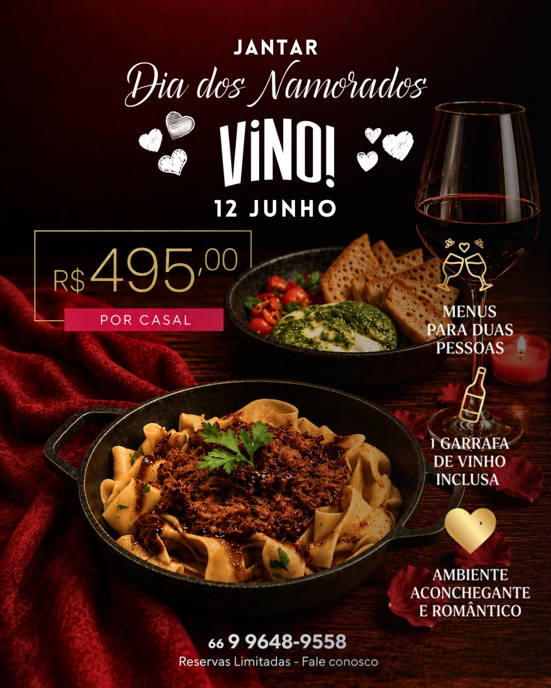 Imagem: VINO Dia dos Namorados: veja mais de 20 opções de restaurantes e experiências românticas para ir em Rondonópolis Imagem: VINO Dia dos Namorados: veja mais de 20 opções de restaurantes e experiências românticas para ir em Rondonópolis