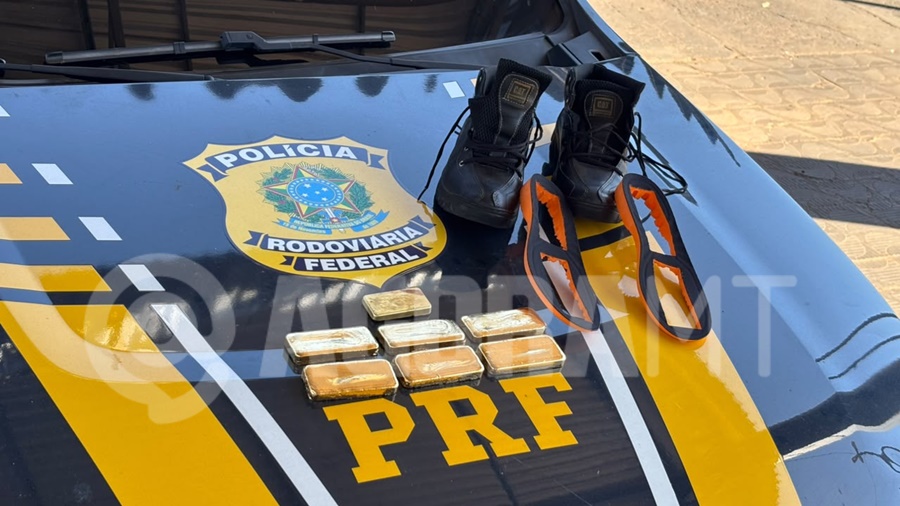Imagem: Ouro apreendido PRF apreende 3,5 kg de ouro escondidos em palmilhas de sapato; carga pode valer R$ 2,3 milhões