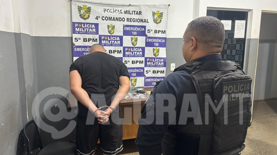 Imagem: Suspeito preso pela PM Tornozelado é preso com porções de maconha após patrulhamento da Polícia Militar em Rondonópolis