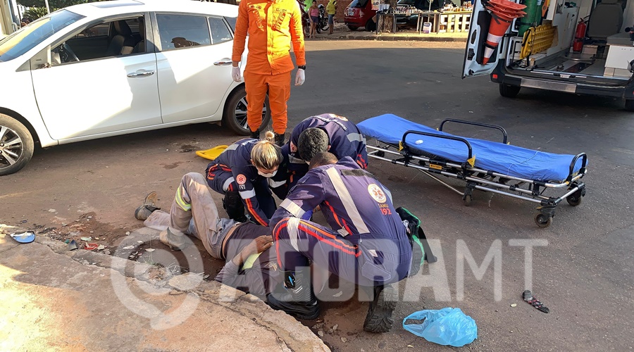 Imagem: WhatsApp Image 2026 07 25 at 17.19.53 Motociclista sofre fratura exposta após colisão com carro no Loteamento Padre Ezequiel Ramim