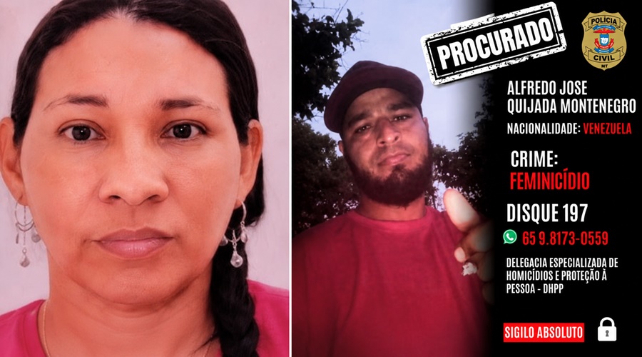 Imagem: abgs Mulher é morta estrangulada após ex-marido invadir residência em Cuiabá; suspeito está foragido