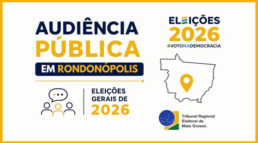 Imagem: cats Rondonópolis sediará audiência pública sobre Eleições Gerais de 2026