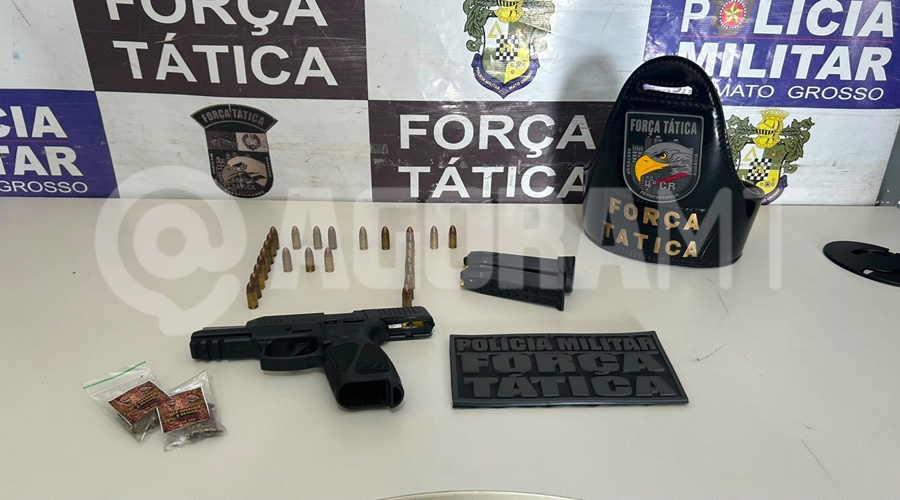Imagem: dkvodm Irmãos são presos em flagrante pela Força Tática com pistola carregada e drogas em Rondonópolis