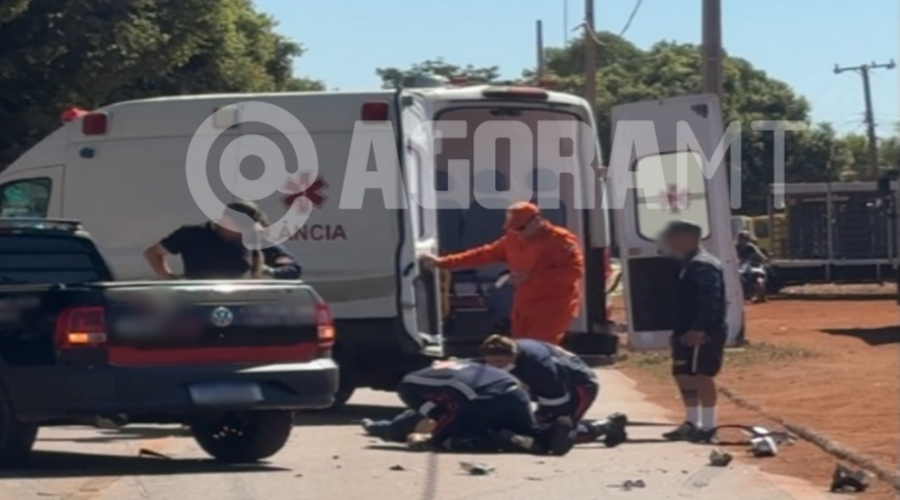 Imagem: image 4 1 Motociclista de aplicativo fica gravemente ferida após colisão frontal com picape em Rondonópolis