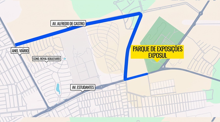 Imagem: linha de onibus Prefeitura monta rota exclusiva para ônibus, táxis e transporte por aplicativo para 52ª Exposul