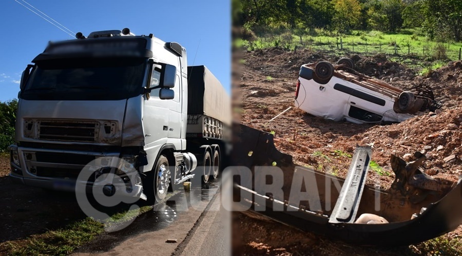 Imagem: page Grave acidente entre carreta e carro utilitário deixa motorista ferido no Anel Viário em Rondonópolis