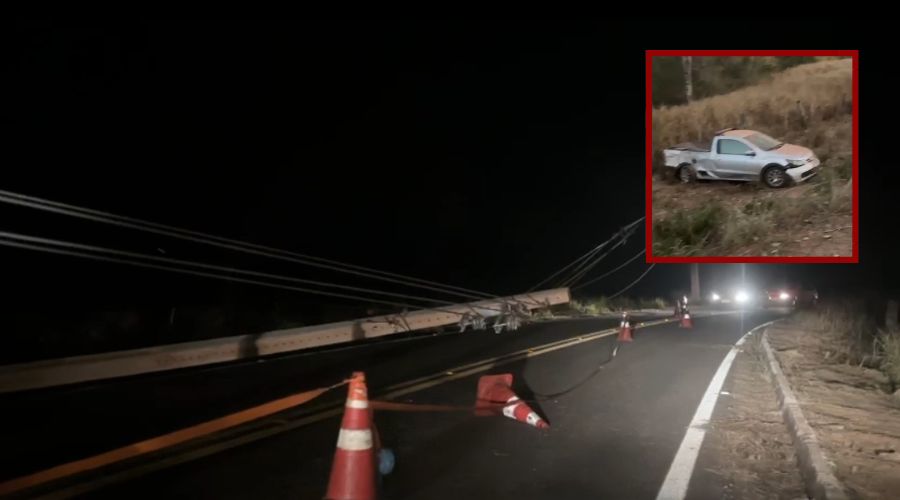 Imagem: ENQUADRAMENTO SITE 9 Saveiro sai da pista e atinge poste de alta tensão no Km 5 da Rodovia do Peixe em Rondonópolis Imagem: ENQUADRAMENTO SITE 9 Saveiro sai da pista e atinge poste de alta tensão no Km 5 da Rodovia do Peixe em Rondonópolis