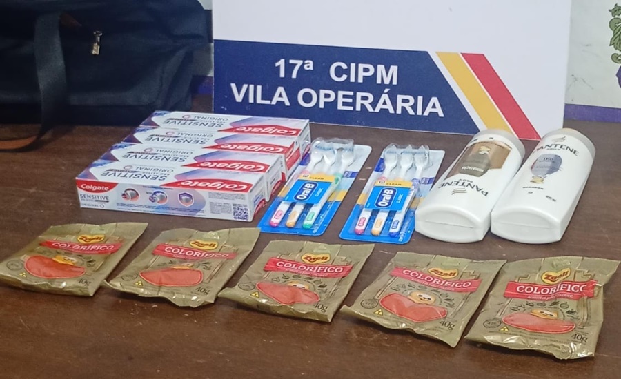 Imagem: ITENS FURTADOS DE MERCADO Casal é preso em flagrante pela PM furtando produtos de mercado no Jardim Tropical Imagem: ITENS FURTADOS DE MERCADO Casal é preso em flagrante pela PM furtando produtos de mercado no Jardim Tropical