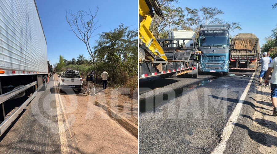 Imagem: dois acidentes 1 Após dois acidentes, pista é liberada e trânsito na BR-364 entre Rondonópolis e Pedra Preta é reestabelecido