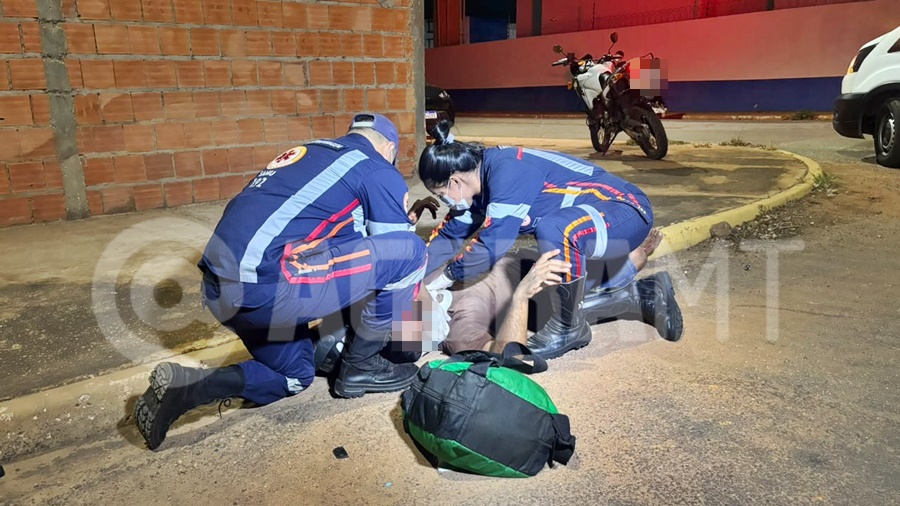 Imagem: Acidente no Jardim Primavera Motociclista perde o controle em cruzamento e fica ferido após acidente no Jardim Primavera em Rondonópolis