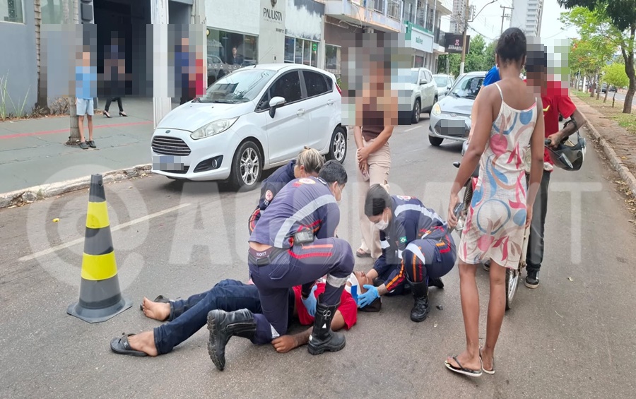 Imagem: Aciedente Vila Aurora Acidente entre carro e moto deixa uma pessoa ferida na avenida Lions em Rondonópolis