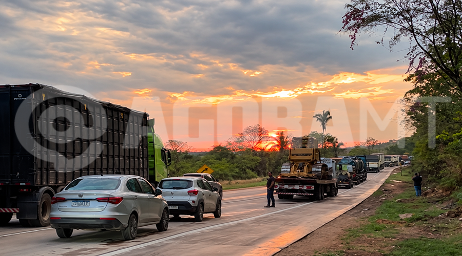 Imagem: INterdicao Serra Sao Vicente 1 Colisão entre veículos de carga deixa motorista em estado grave e interdita Serra de São Vicente Imagem: INterdicao Serra Sao Vicente 1 Colisão entre veículos de carga deixa motorista em estado grave e interdita Serra de São Vicente
