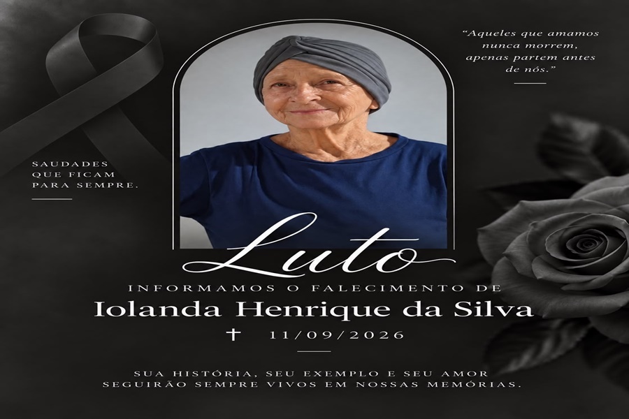 Imagem: Luto Grupo Agora de Comunicação lamenta o falecimento de dona Iolanda Henrique da Silva, mãe do empresário Sukita