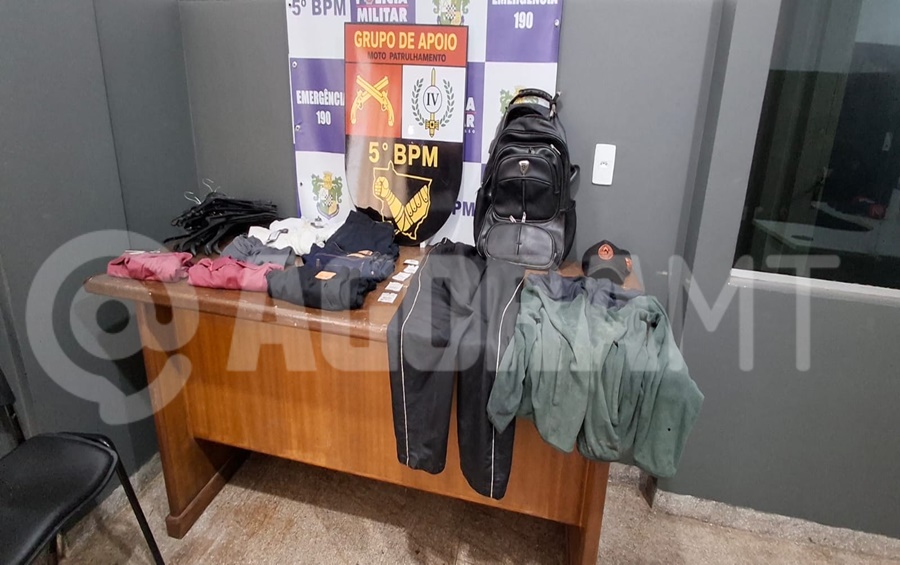 Imagem: Roupas recuperadas Polícia Militar prende dois suspeitos por furto em loja de roupas no centro de Rondonópolis Imagem: Roupas recuperadas Polícia Militar prende dois suspeitos por furto em loja de roupas no centro de Rondonópolis
