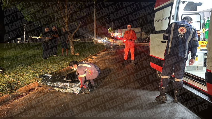 Imagem: Samu constatou o obito da vitima Fatalidade | Jovem morre após perder o controle de moto na região do bairro Monte Líbano em Rondonópolis