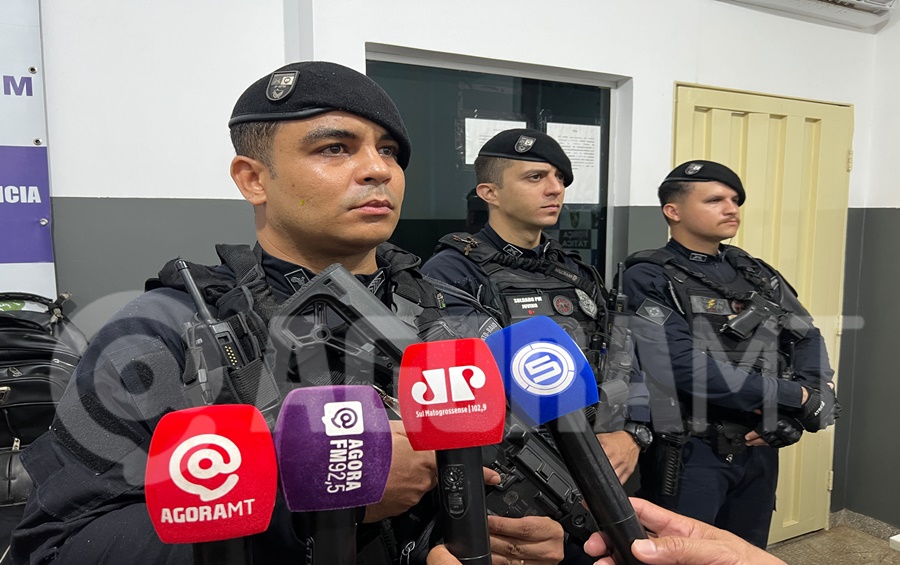 Imagem: Sargento Sampaio e mulitares que atuaram na ocorrencia Polícia Militar prende dois suspeitos por furto em loja de roupas no centro de Rondonópolis Imagem: Sargento Sampaio e mulitares que atuaram na ocorrencia Polícia Militar prende dois suspeitos por furto em loja de roupas no centro de Rondonópolis