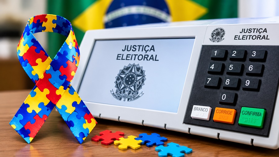 Imagem: Urna eletronica e simbolo de autismo Candidaturas de autistas saltam de 13 para 70 nas eleições gerais de 2026 Imagem: Urna eletronica e simbolo de autismo Candidaturas de autistas saltam de 13 para 70 nas eleições gerais de 2026