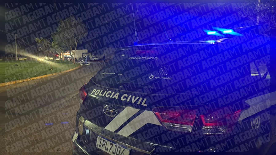 Imagem: Viatura da Policia Civil no acidente fatal Fatalidade | Jovem morre após perder o controle de moto na região do bairro Monte Líbano em Rondonópolis