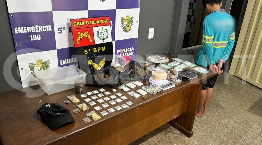 Imagem: WhatsApp Image 2026 09 02 at 21.25.00 3 Jovem de 20 anos é preso com cocaína, pasta base e grande quantidade de maconha em Rondonópolis
